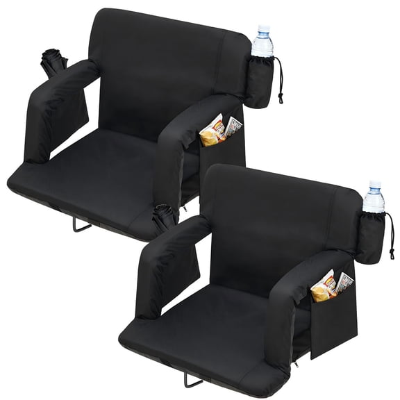 Anoncndin 2 Pack Backpack Reclining Stadium Seat with Armrests, 6 Adjustable Angle, Bleacher Chair with Padded Backpack Straps & Multiple Pockets for Outdoor Sports & Concerts,20"