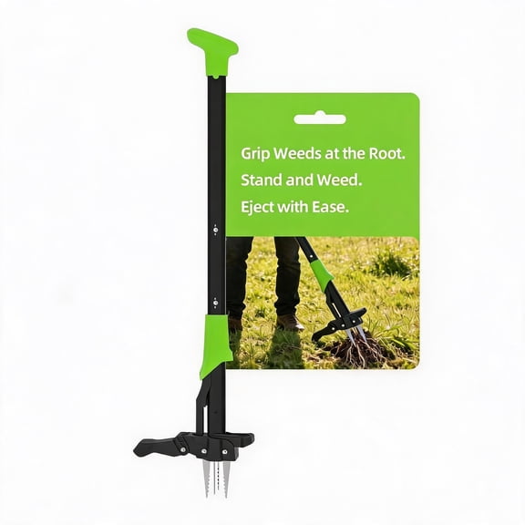 Anoncndin 4-Claw Upright Weed Puller - 40 Inch Long Handle Manual Garden Weeding Tool - Easy-Eject Mechanism - Ergonomic & Durable - Weed Removal Without Bending - Black