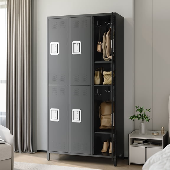 Anoncndin 6 Doors Employee Lockers for Office,Metal Sorage Locker Combination,Heavy Duty Lockable Employees Metal Locker With Door,Slim School Locker with Hooks,Industrial Storage Lockers