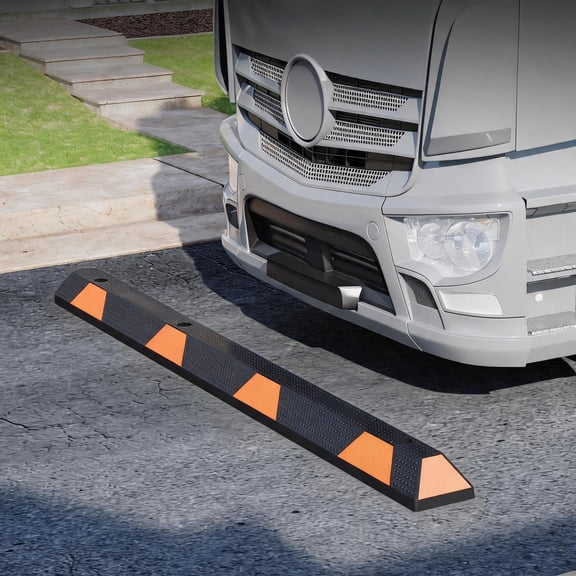 Anoncndin Heavy Duty Rubber Parking Stop For Cars & Trucks,72" Parking Curb With Reflective Safety Strips,22,000 Lbs Capacity,Parking Block For Garages, Driveways & Parking Lots,1PCS