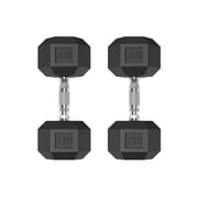 Anoncndin Hex Dumbbell Set of 2, Hand Free Weight Set, 5-50 lbs Dumbbell, Cast Iron Core with Rubber Encased Coating, Textured Steel Handle, Anti-Roll Design for Home Gym Strength Training