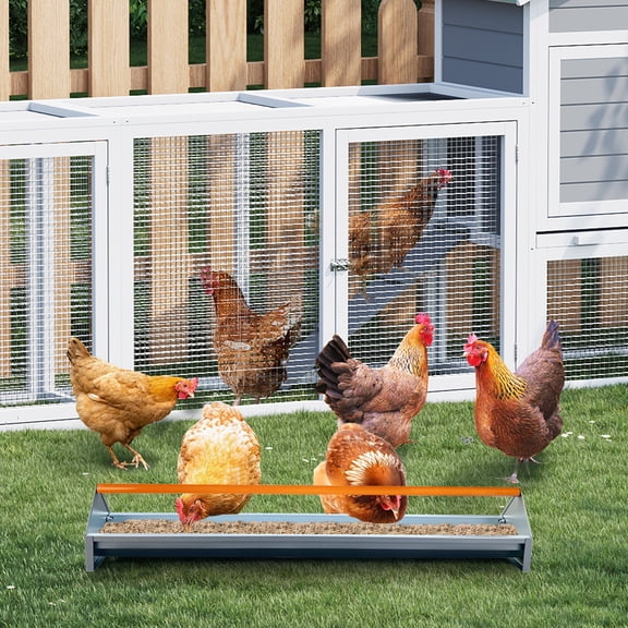 Anoncndin Long Chicken Feeder, 45" Chicken Feeder And Duck Feeder Stainless Steel, Double Sided Poultry Feeders With Crossbar Large Capacity For Chicken Duck Goose