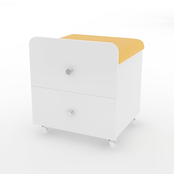 Anoncndin Modern Vanity Stool with Storage Drawer & Wheels,Upholstered Space-Saving Makeup Chair, Multi-Functional Ottoman Bench for Bedroom or Living Room