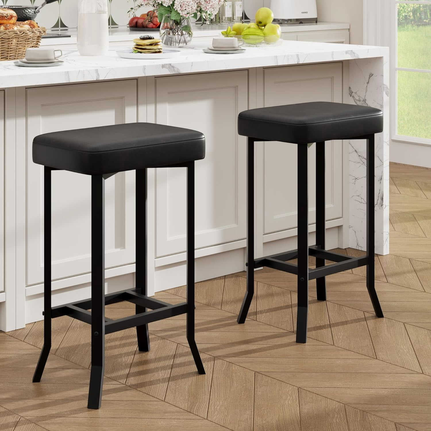 Anoncndin Set of 2 Bar Chairs,24.6 Inch Counter Height Bar Stools ...