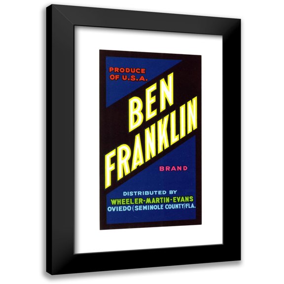 Anonymous 10x14 Black Modern Framed Museum Art Print Titled - Ben Franklin Brand Produce Label (1930-1950)