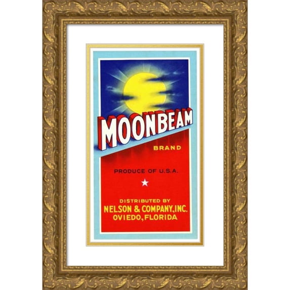 Anonymous 10x14 Gold Ornate Wood Frame and Double Matted Museum Art Print Titled - Moonbeam Brand Citrus Label (1940s)