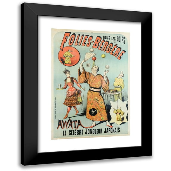 Anonymous 11x14 Black Modern Framed Museum Art Print Titled - Awata the Celebre Longleur Japanese (1895)