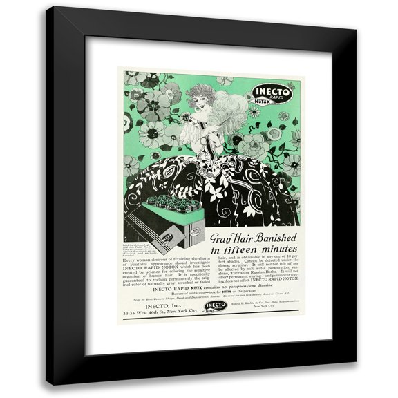 Anonymous 11x14 Black Modern Framed Museum Art Print Titled - Inecto Rapid, Grey Hair Banished in 15 Minutes (1924)
