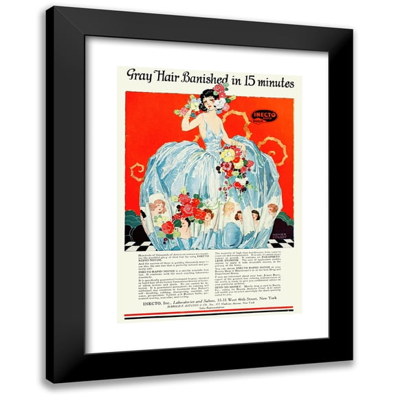 Anonymous 11x14 Black Modern Framed Museum Art Print Titled - Inecto Rapid, Grey Hair Banished in 15 Minutes (1924)