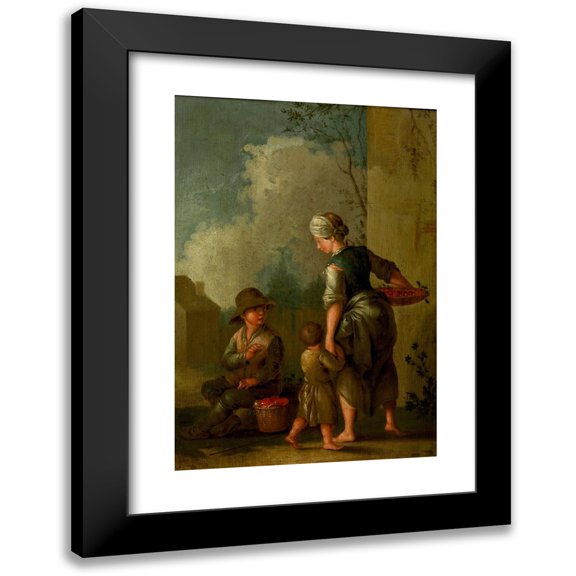 Anonymous 11x14 Black Modern Framed Museum Art Print Titled - Mag with Children, Fruit (Around 1750)
