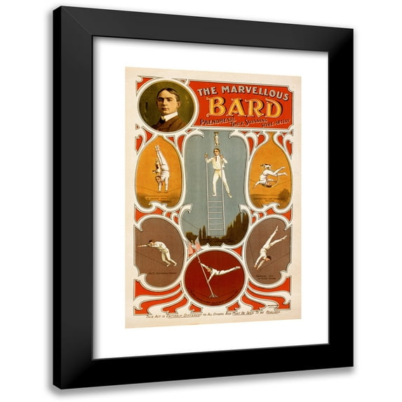 Anonymous 11x14 Black Modern Framed Museum Art Print Titled - The Marvellous Bard, Phenomenal Trick Swinging Wire Artist (1890)