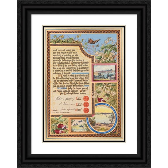 Anonymous 11x14 Black Ornate Wood Framed Double Matted Museum Art Print Titled: Addresses Presented to Lord Carrington Governor of New South Wales, Pl.09 (1888)