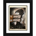 thumbnail image 1 of Anonymous 11x14 Black Ornate Wood Framed Double Matted Museum Art Print Titled: British and Soviet Arms Grasping Neck of Predatory Bird Arising from the Ruins of Bombed Town (1939-1946), 1 of 5