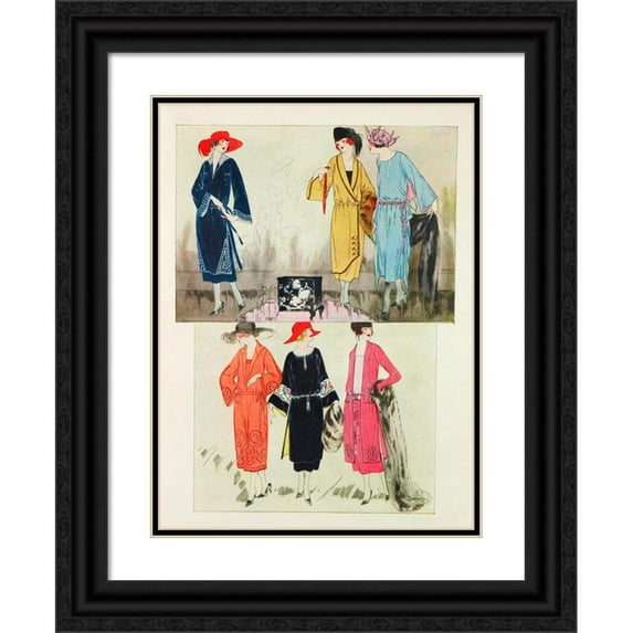 Anonymous 11x14 Black Ornate Wood Framed Double Matted Museum Art Print Titled: Delineator V99 Pl01 (1922)