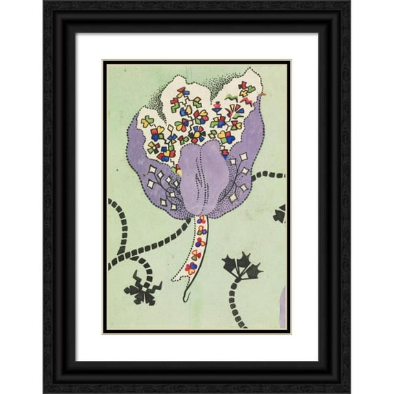 Anonymous 11x14 Black Ornate Wood Framed Double Matted Museum Art Print Titled: Design for a Printed Fabric (1820-40)