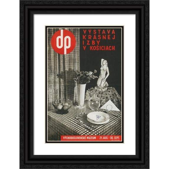 Anonymous 11x14 Black Ornate Wood Framed Double Matted Museum Art Print Titled: Dp. Exhibition Beautiful Room. East Slovak Museum (1935)