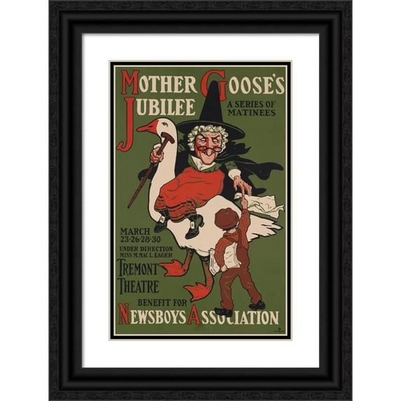 Anonymous 11x14 Black Ornate Wood Framed Double Matted Museum Art Print Titled: Mother Goose's Jubilee, a Series of Matinees (ca. 1890-1920)