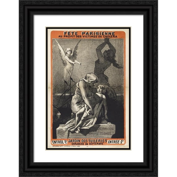 Anonymous 11x14 Black Ornate Wood Framed Double Matted Museum Art Print Titled: Parisian Party for the Benefit of the Victims of the Cholera (1884)