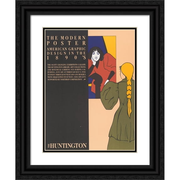 Anonymous 11x14 Black Ornate Wood Framed Double Matted Museum Art Print Titled: The Modern Poster, American Graphic Design in the 1890's the Huntington (1985)