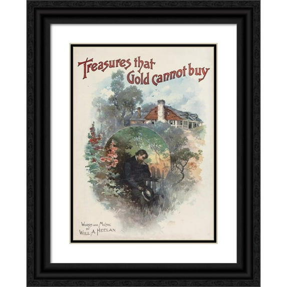 Anonymous 11x14 Black Ornate Wood Framed Double Matted Museum Art Print Titled: Treasures that Gold Cannot Buy (1899)