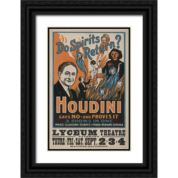 Anonymous 11x14 Black Ornate Wood Framed with Double Matting Museum Art Print Titled - Houdini