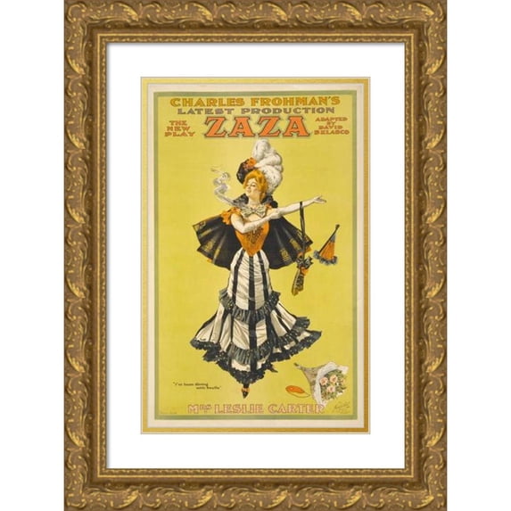 Anonymous 11x14 Gold Ornate Wood Frame and Double Matted Museum Art Print Titled - Charles Frohman's Latest Production, the New Play Zaza Adapted by David Belasco. (1899)