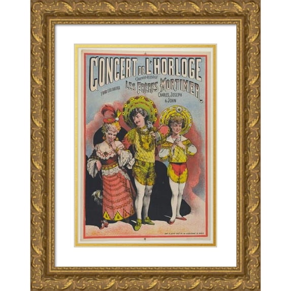 Anonymous 11x14 Gold Ornate Wood Frame and Double Matted Museum Art Print Titled - Concert of the Clock Champs-Elysees, Every Evening Les Brothers Mortimer (1873-1883)