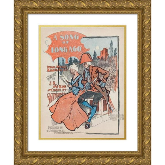 Anonymous 11x14 Gold Ornate Wood Frame and Double Matted Museum Art Print Titled - A Song of Long Ago (1899)