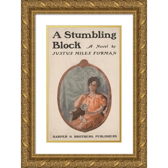 Anonymous 11x14 Gold Ornate Wood Frame and Double Matted Museum Art Print Titled - A Stumbling Block, a Novel by Justus Miles Norman (1907)