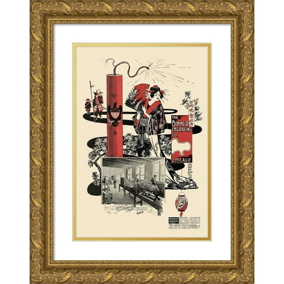 Anonymous 11x14 Gold Ornate Wood Frame and Double Matted Museum Art Print Titled - Binner Engraving (1895 1890-1913)