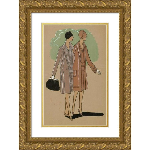 Anonymous 11x14 Gold Ornate Wood Frame and Double Matted Museum Art Print Titled - Creations Lucien Lelong - Rossignol (1927)
