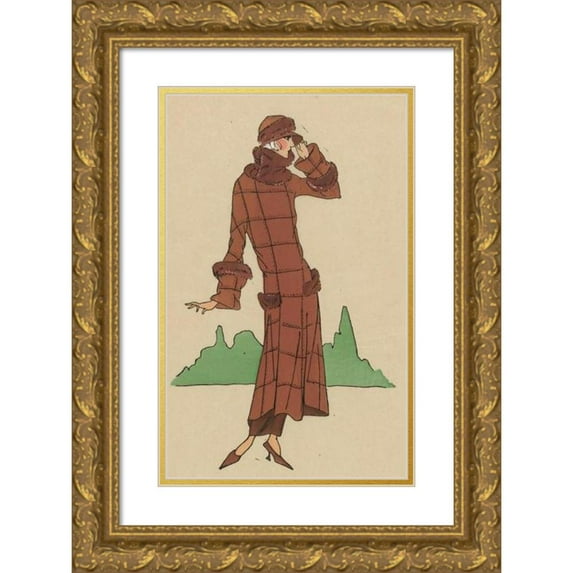 Anonymous 11x14 Gold Ornate Wood Frame and Double Matted Museum Art Print Titled - Dead Leaf. - Very Modern Silhouette (1923)