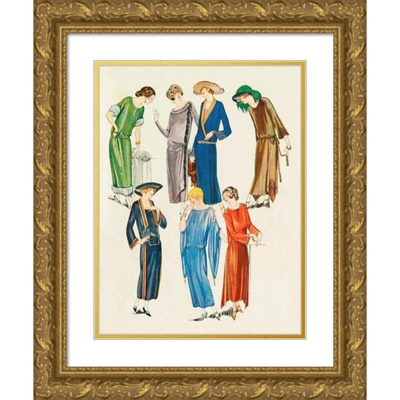 Anonymous 11x14 Gold Ornate Wood Frame and Double Matted Museum Art Print Titled - Delineator V102 Pl04 (1923)