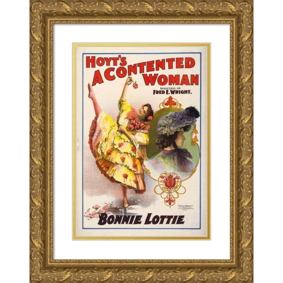 Anonymous 11x14 Gold Ornate Wood Frame and Double Matted Museum Art Print Titled - Hoyt's a Contented Woman (1899)