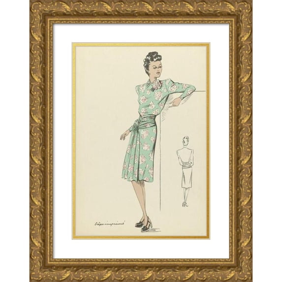 Anonymous 11x14 Gold Ornate Wood Frame and Double Matted Museum Art Print Titled - Printed Crepe (1943)