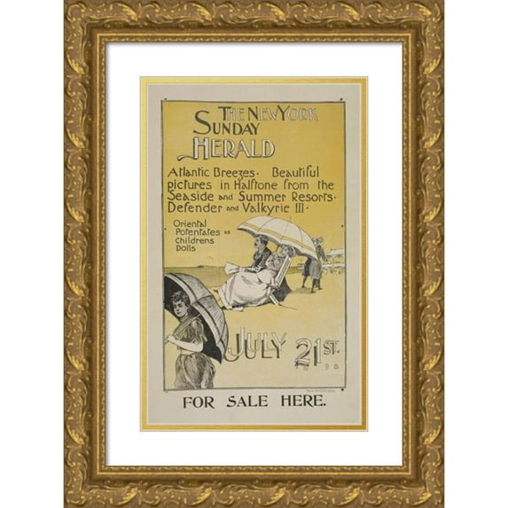 Anonymous 11x14 Gold Ornate Wood Frame and Double Matted Museum Art Print Titled - The New York Sunday Herald. July 21st 1895. (1895)