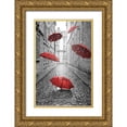 thumbnail image 1 of Anonymous 11x14 Gold Ornate Wood Framed with Double Matting Museum Art Print Titled - Floating Umbrellas, 1 of 4
