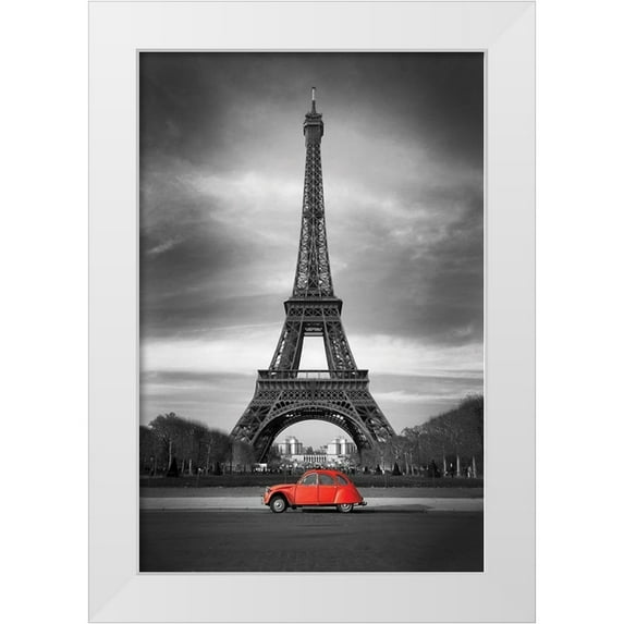 Anonymous 11x14 White Modern Wood Framed Museum Art Print Titled - Retro Red and the Eiffel Tower