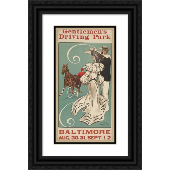 Anonymous 11x18 Black Ornate Wood Framed Double Matted Museum Art Print Titled - Gentleman's Driving Park (1904)