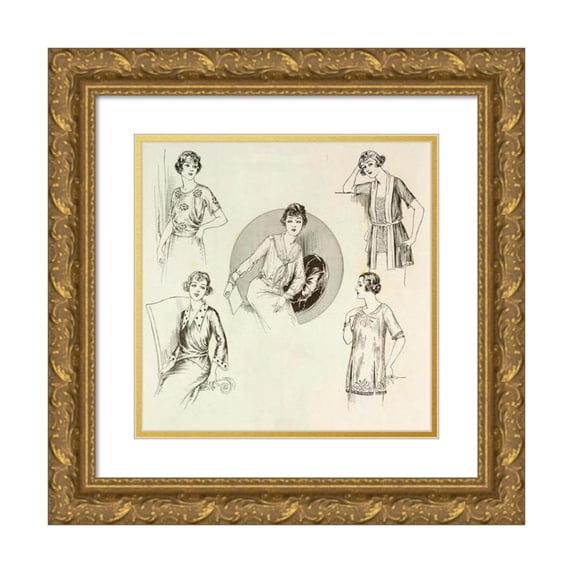 Anonymous 12x12 Gold Ornate Wood Frame and Double Matted Museum Art Print Titled - Different Ways of Making a Blouse (1920)
