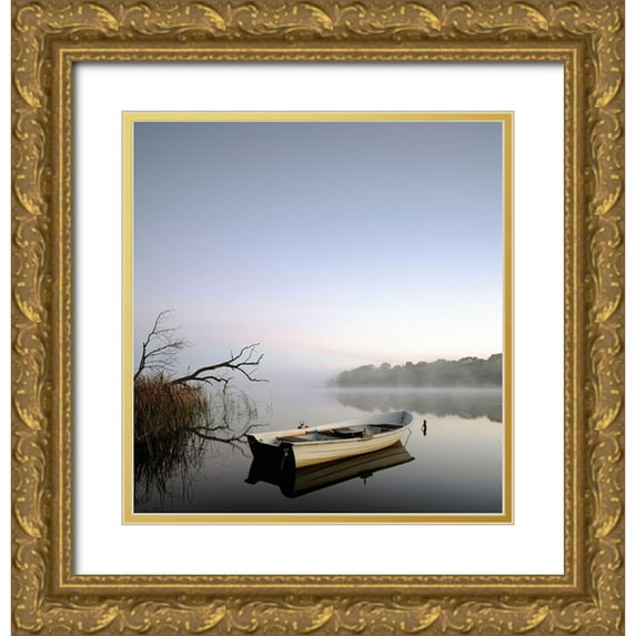 Anonymous 12x12 Gold Ornate Wood Framed with Double Matting Museum Art Print Titled - Quayside, Color