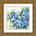 thumbnail image 1 of Anonymous 12x12 Gold Ornate Wood Framed with Double Matting Museum Art Print Titled - Spring Flowers in Blue, 1 of 4