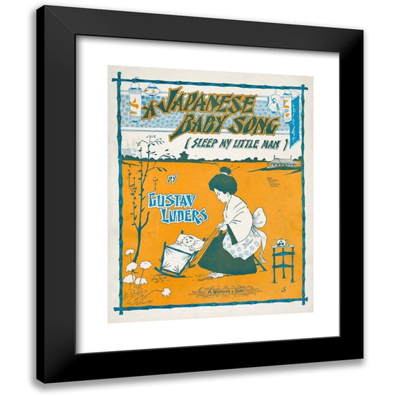 Anonymous 12x14 Black Modern Framed Museum Art Print Titled - A Japanese Baby Song (1900)
