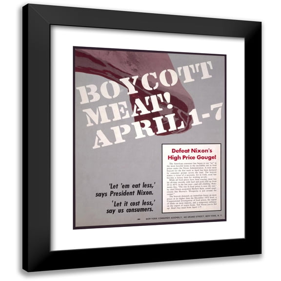 Anonymous 12x14 Black Modern Framed Museum Art Print Titled - Boycott Meat! ; April 1-7 (1973)