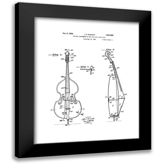 Anonymous 12x14 Black Modern Framed Museum Art Print Titled - Cello Diagram