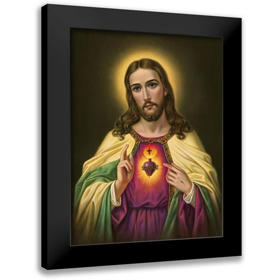 Anonymous 12x14 Black Modern Framed Museum Art Print Titled - HL. HERZ JESU