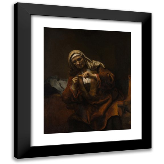 Anonymous 12x14 Black Modern Framed Museum Art Print Titled - Old Woman Cutting Her Nails (ca. 1655-60)