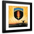 thumbnail image 1 of Anonymous 12x14 Black Modern Framed Museum Art Print Titled - Shield with Flaming Sword on Golden Sky Background; in Foreground, Group of Figures (1939-1946), 1 of 5