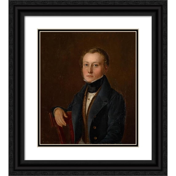 Anonymous 12x14 Black Ornate Wood Framed Double Matted Museum Art Print Titled: Portrait of Johann Jakob Bachofen (1815-1887) (1835)