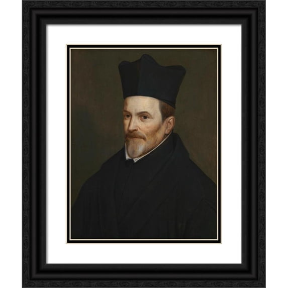 Anonymous 12x14 Black Ornate Wood Framed Double Matted Museum Art Print Titled: Portret Van Carolus Scribanius (17th Century)